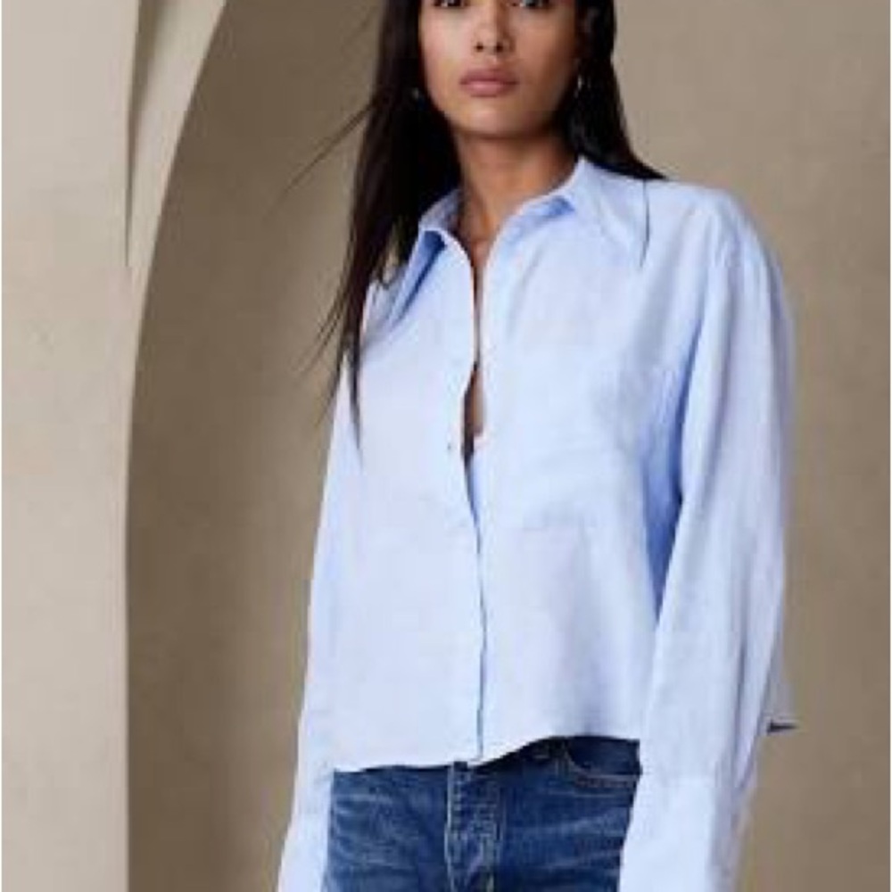 Banana Republic Linen Shirt Womens XS Business Chic Corpcore